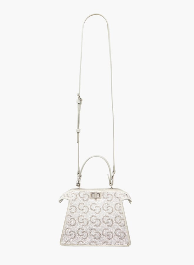 Celeste Women's Logo Embellished Crossbody Bag with Detachable Strap and Twist Clasp Closure  - Image 2