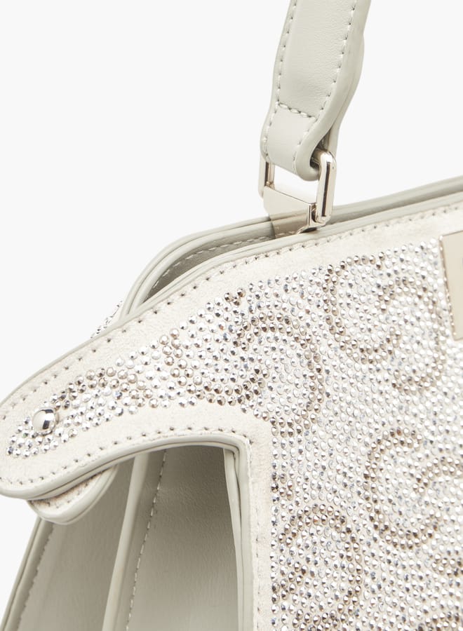 Celeste Women's Logo Embellished Crossbody Bag with Detachable Strap and Twist Clasp Closure  - Image 5