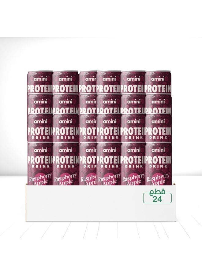 dovember Amini Protein Carbonated  High-protein with free sugar, carbohydrates, and fat – a healthy drink suitable for vegetarians and those on the keto diet Drink Raspberry Apple 24*330ml - Image 1