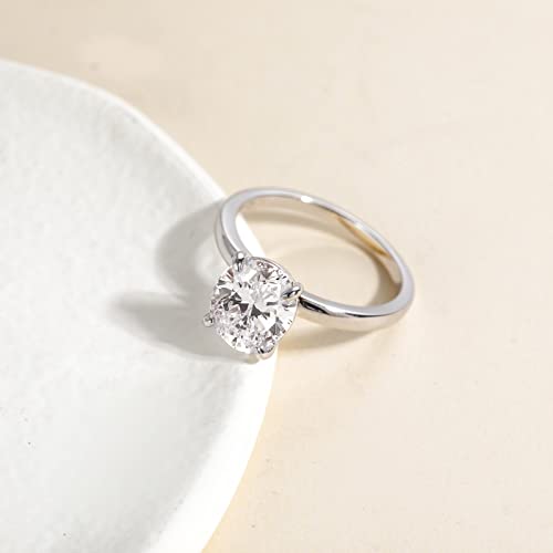 EAMTI 3CT 925 Sterling Silver Engagement Rings Oval Cut Solitaire Cubic Zirconia CZ Wedding Promise Rings for Her Wedding Bands for Women Size 7 - Image 2