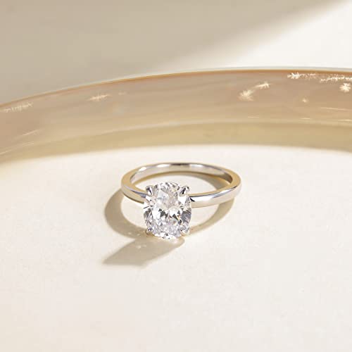 EAMTI 3CT 925 Sterling Silver Engagement Rings Oval Cut Solitaire Cubic Zirconia CZ Wedding Promise Rings for Her Wedding Bands for Women Size 7 - Image 3