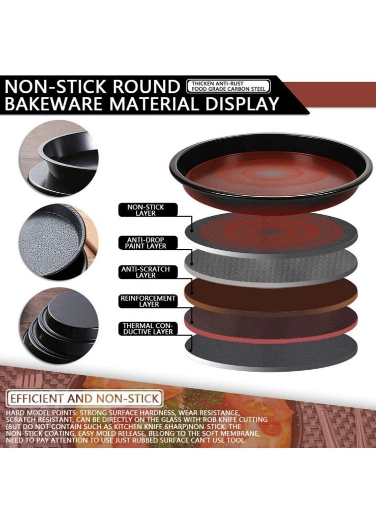 Generic - Round Pizza Trays Set 3 Pieces - Set for Serving Pizza and Making Homemade Basbousa Non-Stick Large Size Luxury Round Baking Tray for Baking in Black Color and Different Sizes 20cm - 23cm - 25cm - Carbon Steel Pizza Tray for Microwave Oven, Non-Stick for Baking Barbie - Set of 3 Pieces Black (20cm 23 25 Barbie, Carbon - Round Pizza Trays - Pizza and Basbousa Tray Set - Pizza and Basbousa Tray 3 Pieces - Image 1