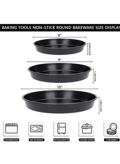 Generic Round Pizza Trays Set 3 Pieces - Set for Serving Pizza and Making Homemade Basbousa Non-Stick Large Size Luxury Round Baking Tray for Baking in Black Color and Different Sizes 20cm - 23cm - 25cm - Carbon Steel Pizza Tray for Microwave Oven, Non-Stick for Baking Barbie - Set of 3 Pieces Black (20cm 23 25 Barbie, Carbon - Round Pizza Trays - Pizza and Basbousa Tray Set - Pizza and Basbousa Tray 3 Pieces  - Image 4