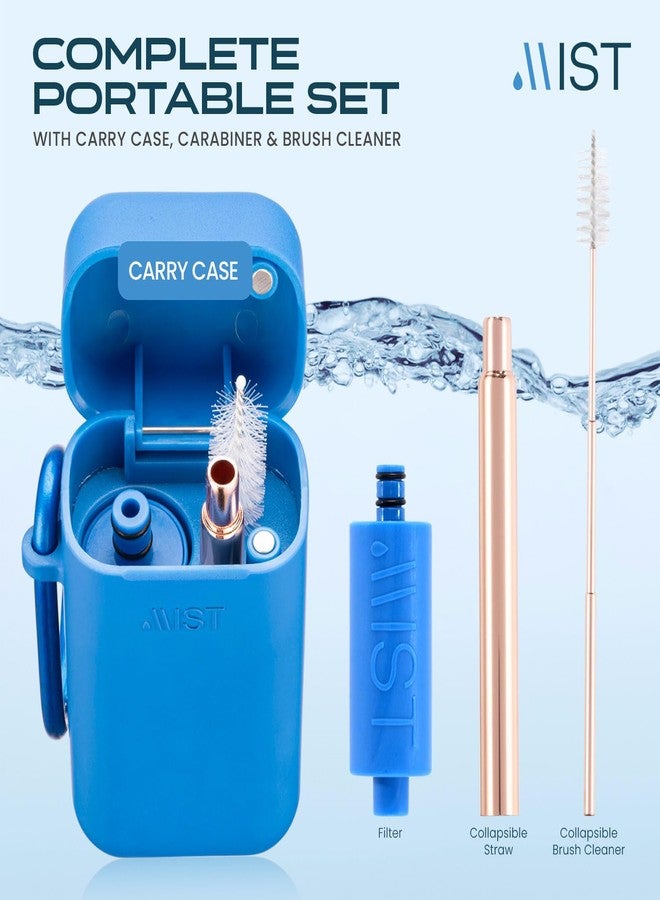 مست ماصة قابلة لإعادة الاستخدام من ميست، ماصة معدنية قابلة للطي وإعادة الاستخدام لتصفية المياه، تزيل الكلور والروائح، خالية من مادة BPA، محمولة، مصنوعة من الفولاذ المقاوم للصدأ، ماصة ترشيح مع حقيبة حمل وفرشاة، مناسبة للسفر، لون كحلي - Image 5