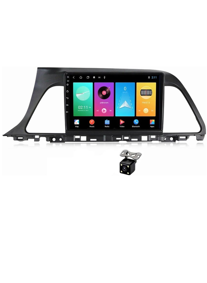 ستيريو سيارة أندرويد لشركة هيونداي سوناتا 2015 2016 2017 2 جيجابايت رام 32 جيجابايت روم 10 بوصة يدعم أبل كاربلاي، ميرورلينك واي فاي بي تي، شاشة لمس IPS مع كاميرا AHD متضمنة - Image 1