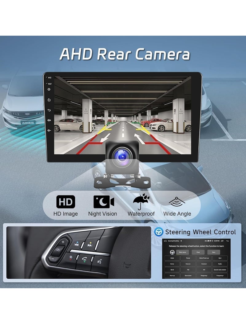 ستيريو سيارة أندرويد لشركة هيونداي سوناتا 2015 2016 2017 2 جيجابايت رام 32 جيجابايت روم 10 بوصة يدعم أبل كاربلاي، ميرورلينك واي فاي بي تي، شاشة لمس IPS مع كاميرا AHD متضمنة - Image 2