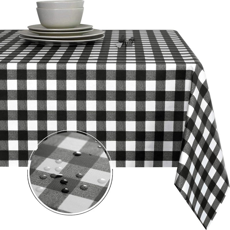 Obstal Globally popular elegant design 100% Waterproof PVC Table Cloth, Oil-Proof Spill-Proof Vinyl Rectangle Tablecloth, Wipeable Table Cover for Outdoor and Indoor Use,Black,54 x 54 Inch Cross part assemble fit - Image 1