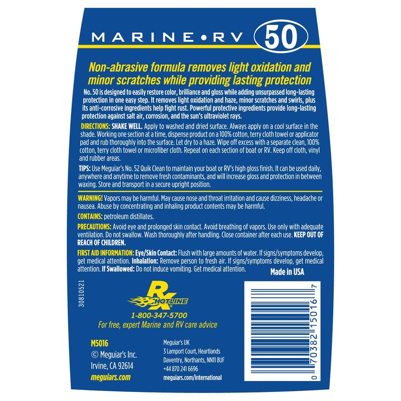 Meguiar's Marine/RV Once Step Cleaner Wax M5016 - Professional-Grade Marine and RV Cleaner, Polish and Protect for Long-Lasting Shine - Restores Color and Gloss, 16 Oz - Image 2