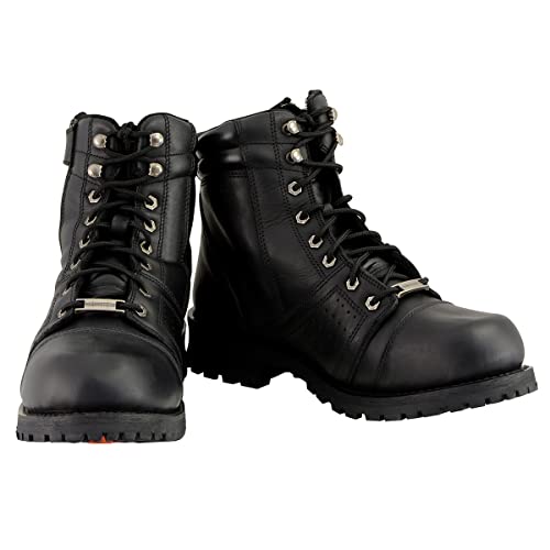 Milwaukee Leather Mens Black LaceUp Motorcycle Riding Leather Boots with Side Zipper Entry MBM900011 - Image 3