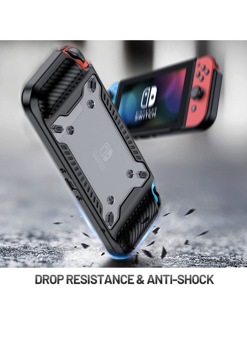 Captaintech - Case for Nintendo Switch OLED 2021, 2 in 1 Heavy Duty TPU and PC Anti Drop Case with Magnetic Removable Stand Game Card Case, Protective Case Cover for Nintendo Switch OLED (Black) - Image 1