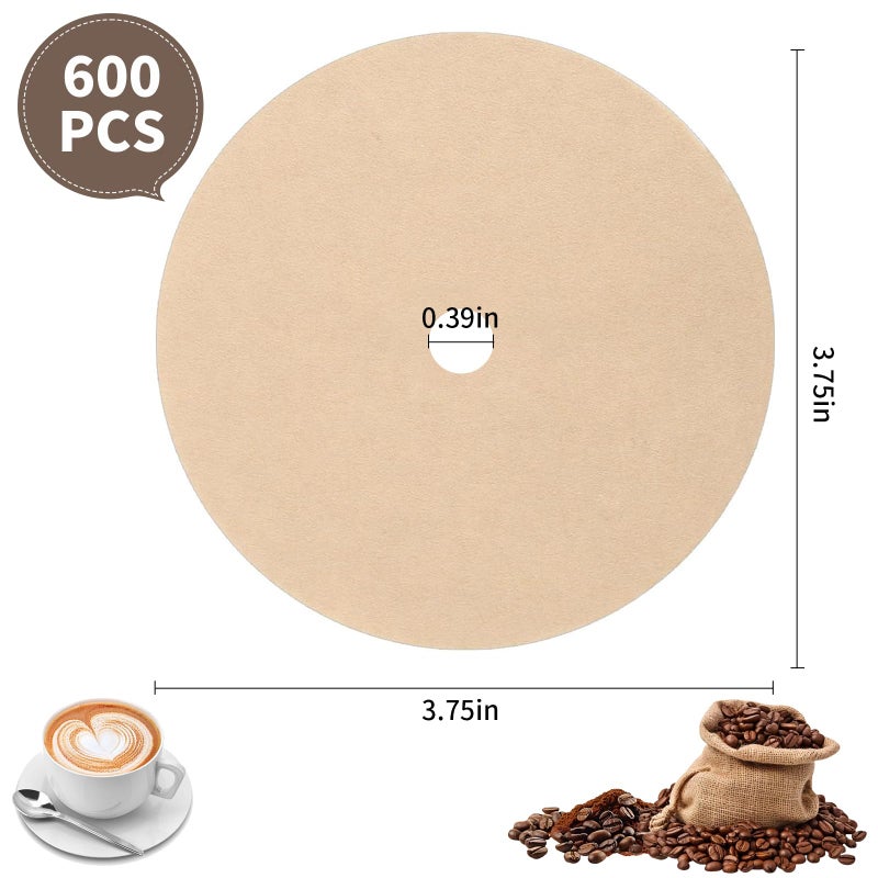 PADELE 600 Count Percolator Coffee Filtersï¼Œ3.75 Inch Disposable Round Coffee Filterï¼ŒNatural Unbleachedï¼ŒDisc Coffee Filters for Campingï¼ŒCoffee Potï¼ŒHomeï¼ŒOffice - Image 2