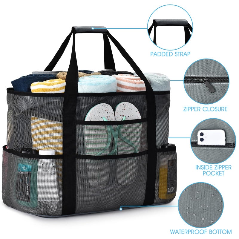 oscaurt Mesh Beach Bag Extra Large Waterproof Sandproof Beach Tote Pool Swim Bag Travel Vacation Essentials - Image 2