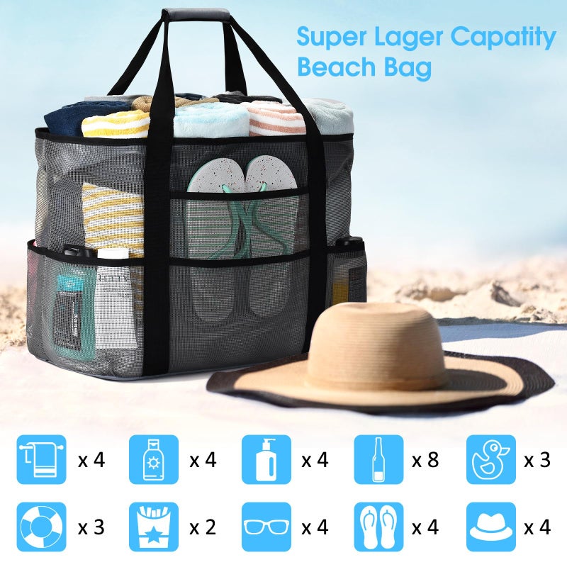 oscaurt Mesh Beach Bag Extra Large Waterproof Sandproof Beach Tote Pool Swim Bag Travel Vacation Essentials - Image 4