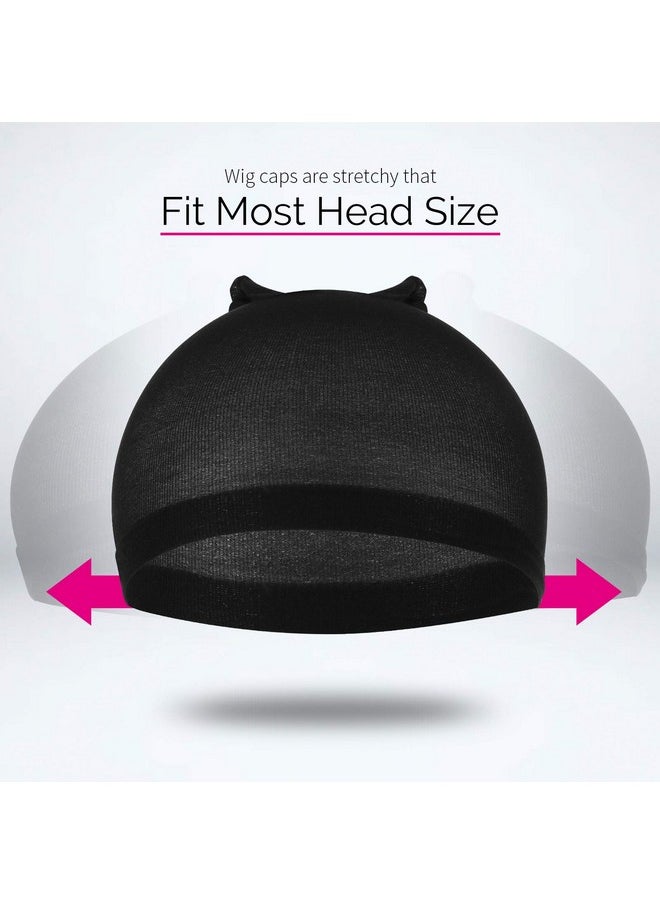 FANDAMEI Wig Caps 6Pcs Black Stocking Caps For Wigs Stretchy Nylon Wig Caps For Women Girls Kids Stocking Wig Caps…  - Image 2
