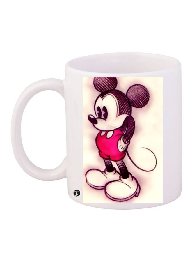 RYN Mickey Mouse Printed Coffee Mug White/Beige/Pink 11ounce