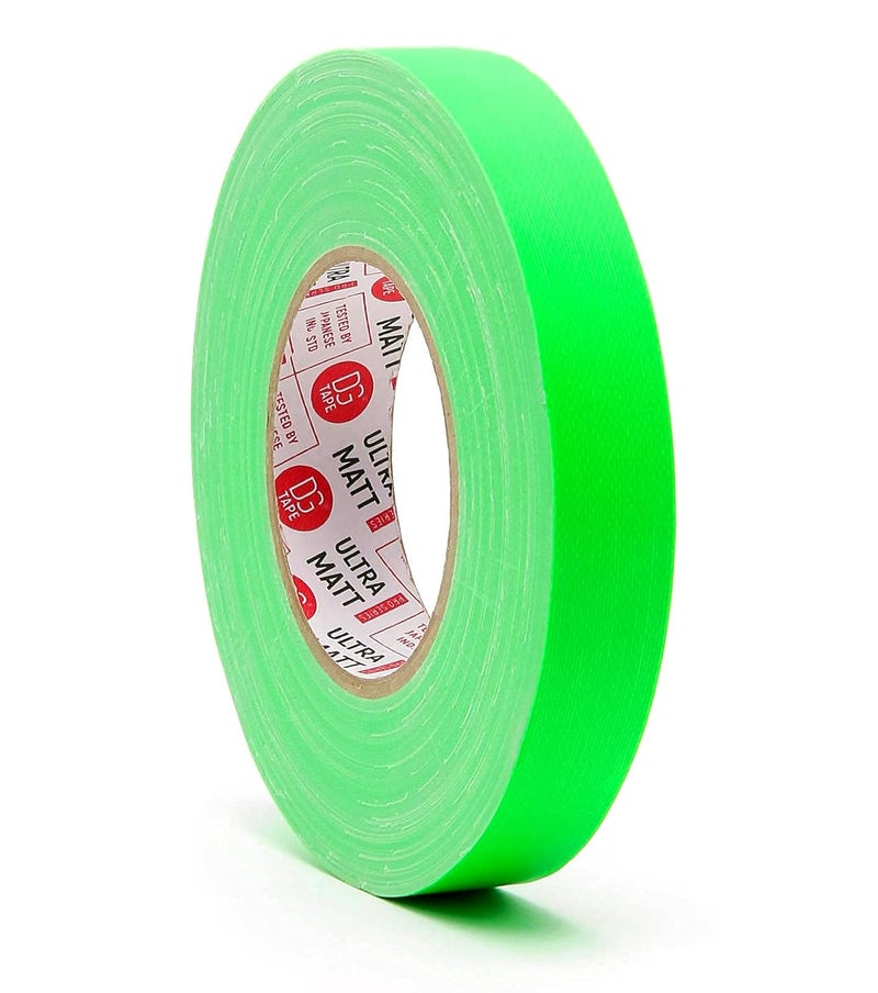 DGTAPE 1 inch x 55 ya Green Fluorescent Gaffer Tape. UV + Green NEON (UMF25/50/G 1in x 55yard) - Image 1