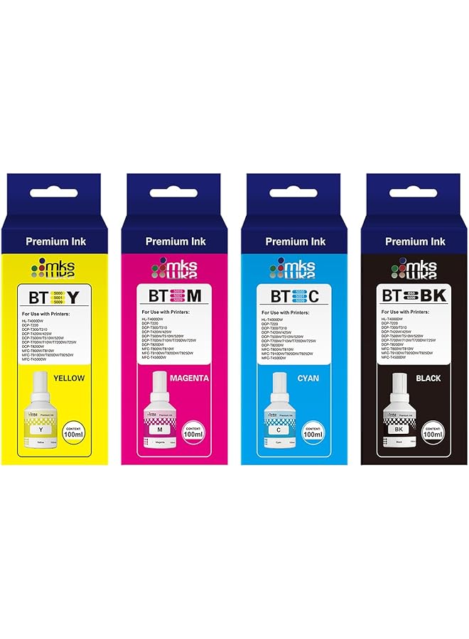 erorex Ink Set 100Ml Btd60Bk Bt5000C Bt5000Y Bt5000M For Brother Ink Tank Dcp T220 T300 T310 T420W T500W T510W T520W T700W T710W T720Dw T820Dw T825Dw Mfc T800W T810W T910Dw T920Dw T925Dw T4500Dw - Image 1