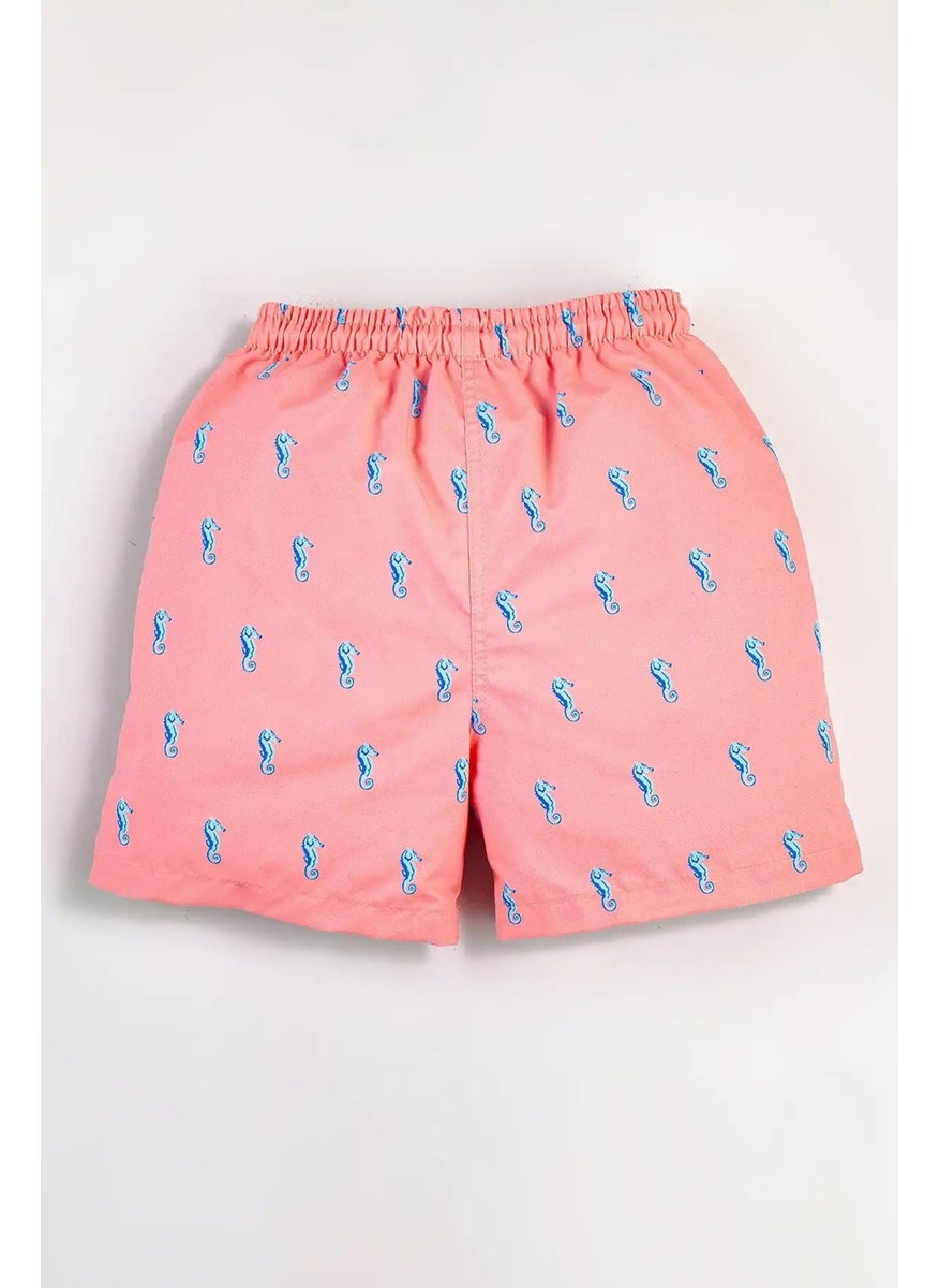 Gold Class Kidswear Sea Horse Patterned Corded Lined Boys Swim Shorts  - Image 2