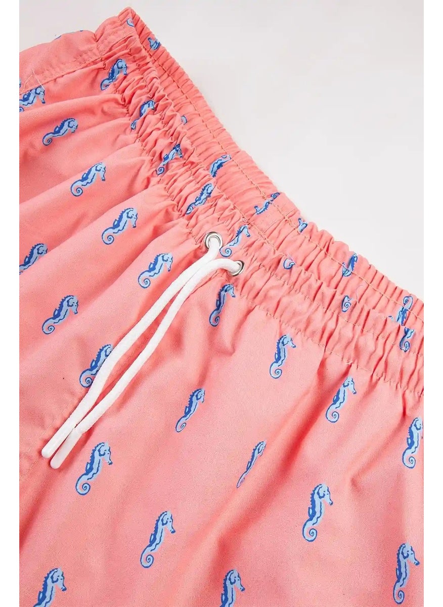Gold Class Kidswear Sea Horse Patterned Corded Lined Boys Swim Shorts  - Image 3