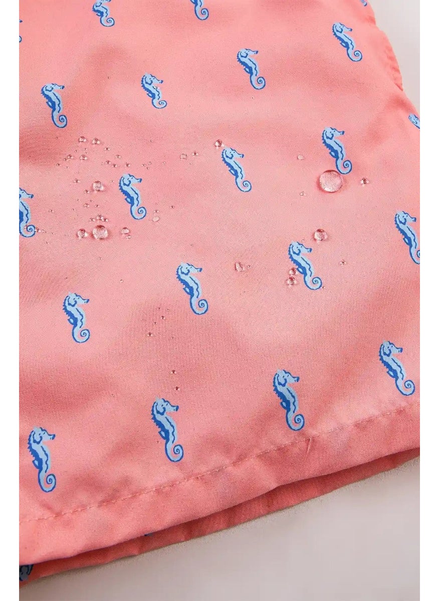 Gold Class Kidswear Sea Horse Patterned Corded Lined Boys Swim Shorts  - Image 5