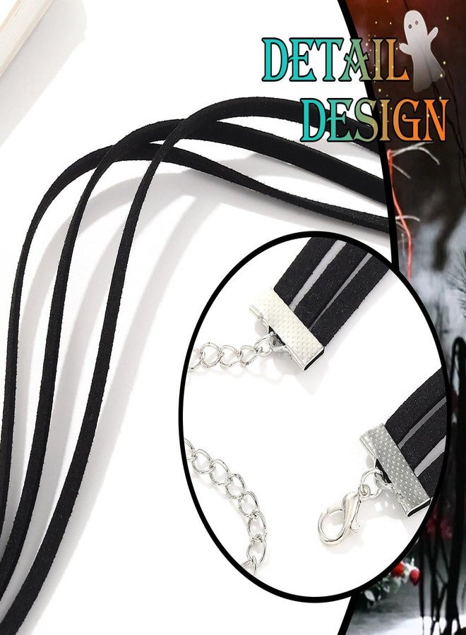 EVILD Black Choker Necklace Halloween Layered Velvet Necklaces Goth Accessories for Women - Image 5