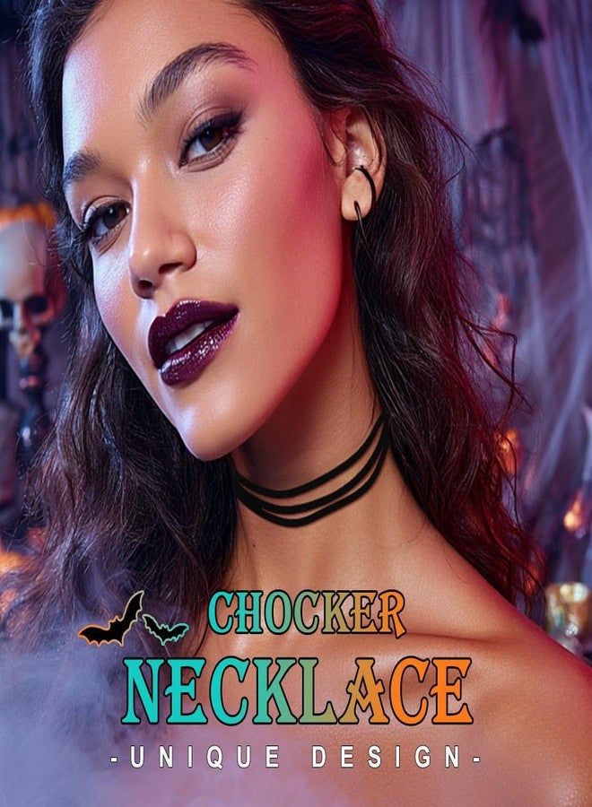 EVILD Black Choker Necklace Halloween Layered Velvet Necklaces Goth Accessories for Women - Image 4
