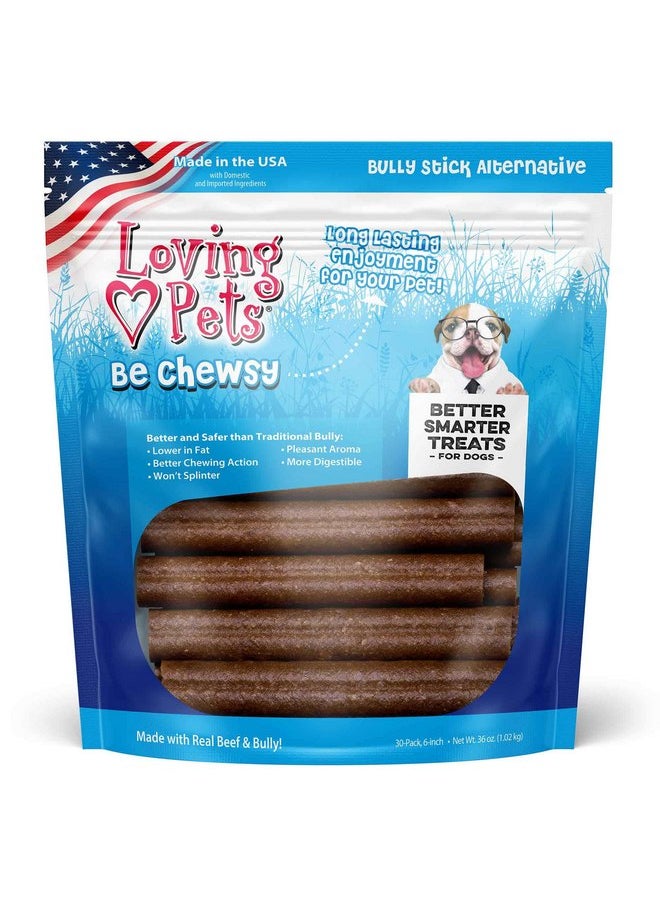 Loving Pets Loving Pets - Be Chewsy Bully Stick Alternative Dog Treat for Small, Medium & Large Dogs (30 Pack of 6 Sticks) 
