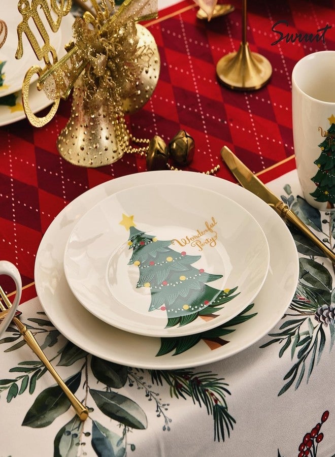 Swuut Christmas Salad Plates - Set of 6, 8 inch Bone China - Dishwasher & Microwave Safe Holiday Tree Dessert Appetizer Plates,Xmas Novelty Funny Gift for Women, Men,Family - Image 4