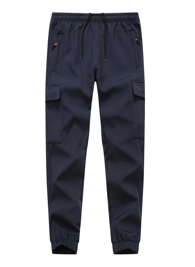 WaltZon Boys Girls Snow Pants Waterproof Fleece Lined Ski Pants Kids Winter Hiking Pants, 3801d.blue, 7-8 - Image 1