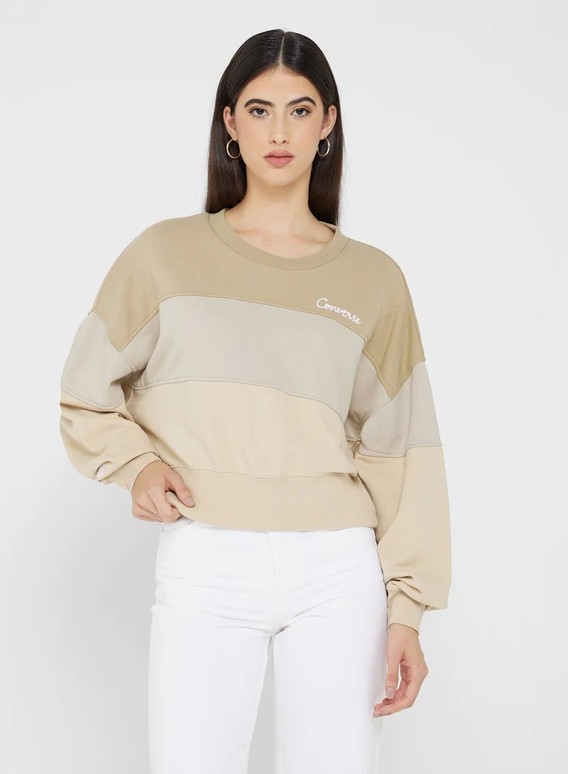 CONVERSE Color Blocked Chainstitch Crewneck Sweatshirt