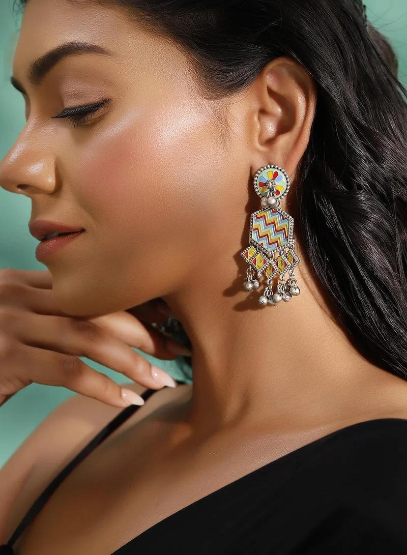 آي شين أقراط متدلية مطلية باللون الرمادي المعدني متعدد الألوان