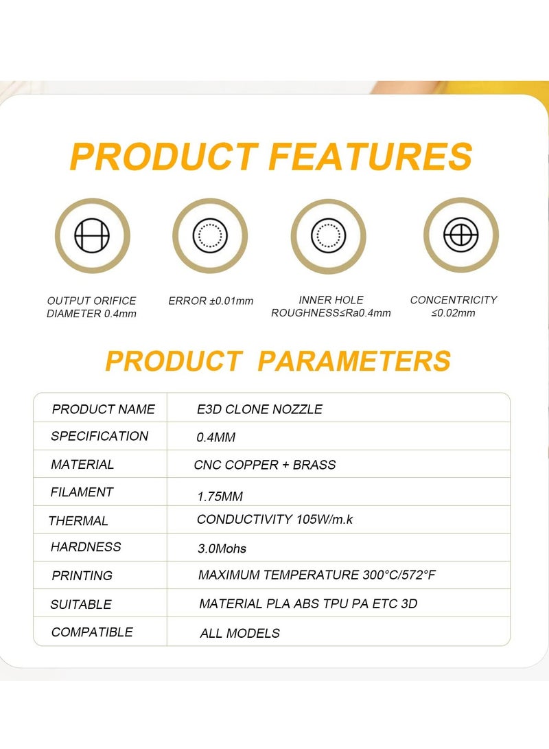 High Flow 3D Printer Nozzles for V5 V6 0.4mm Filament Includes 5 Copper Nozzles and 2 Steel Needles in Storage Box - Image 5