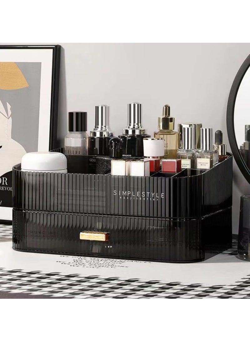 Phoenix Acrylic Makeup Organizer With Stackable Drawers, Bathroom Vanity Organizers And Storage, Ideal For Desk And Dresser Countertops, Great For Cosmetics, Skincare, Lipsticks(Organizer+1Drawers) - Image 1