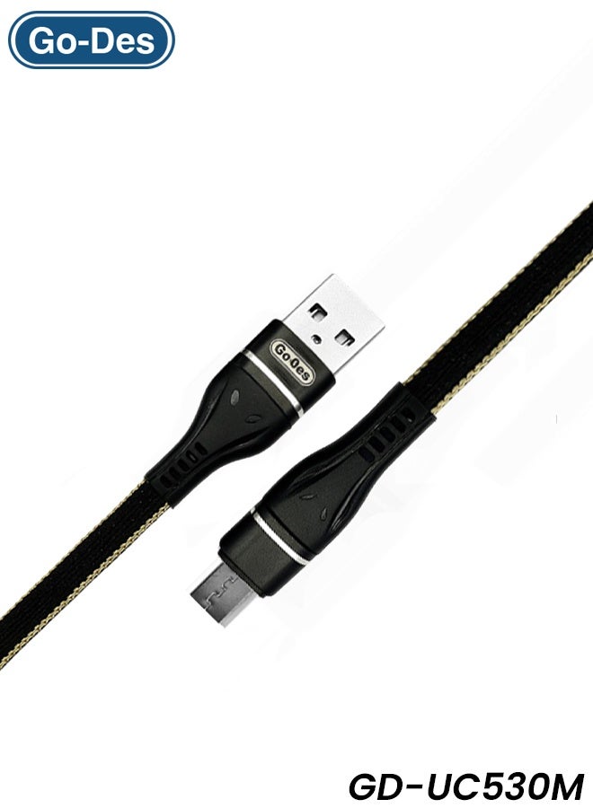 جو-ديز كابل شحن سريع Micro USB بطول 2 متر، مخرج 2.4 أمبير، سلك شحن ومزامنة مضفر عالي التحمل مع موصلات من سبائك الألومنيوم، قلب من النحاس المطلي، تصميم مقاوم للحرارة، توصيل طاقة مستقر ونقل بيانات عالي السرعة للهواتف الذكية والأجهزة اللوحية ومكبرات الصوت والكاميرات التي تعمل بنظام Android (GD-UC530M) - Image 1