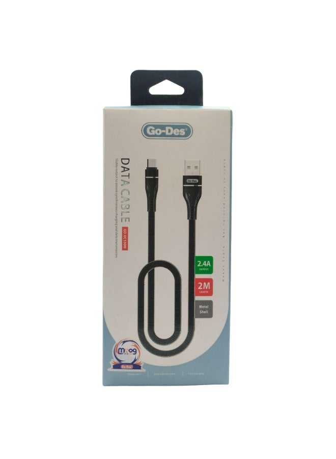 جو-ديز كابل شحن سريع Micro USB بطول 2 متر، مخرج 2.4 أمبير، سلك شحن ومزامنة مضفر عالي التحمل مع موصلات من سبائك الألومنيوم، قلب من النحاس المطلي، تصميم مقاوم للحرارة، توصيل طاقة مستقر ونقل بيانات عالي السرعة للهواتف الذكية والأجهزة اللوحية ومكبرات الصوت والكاميرات التي تعمل بنظام Android (GD-UC530M) - Image 3