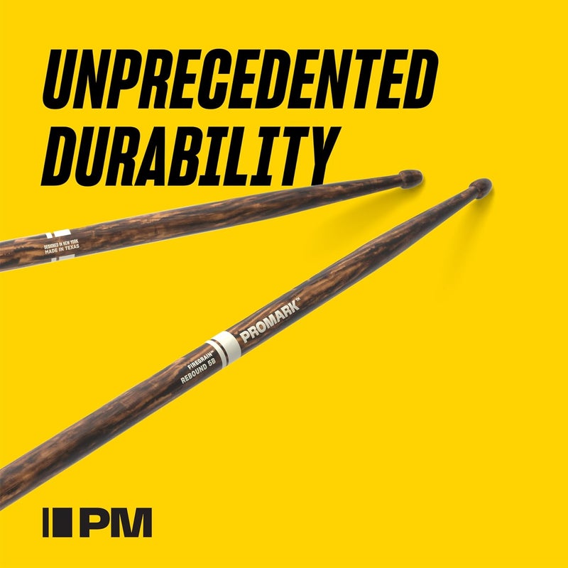 ProMark Drum Sticks - Larnell Lewis Signature FireGrain 5AB Drumstick - Drum Sticks Set - Large Round Wood Tip - Hickory with Lacquer Finish - 1 Pair - Image 3