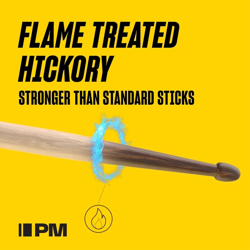 ProMark Drum Sticks - Larnell Lewis Signature FireGrain 5AB Drumstick - Drum Sticks Set - Large Round Wood Tip - Hickory with Lacquer Finish - 1 Pair - Image 2