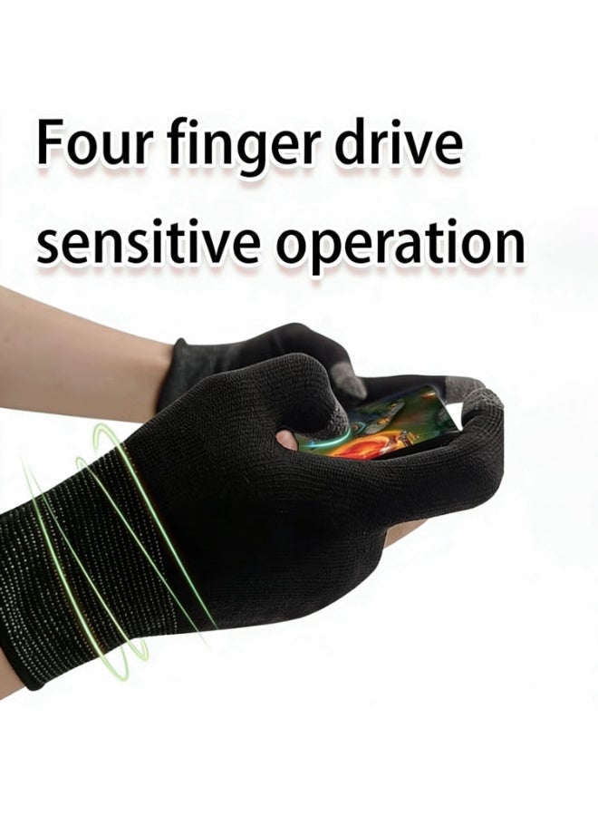 Concretization زوجان من قفازات الألعاب الإلكترونية، قفازات ألعاب موبايل فائقة النحافة، أغطية أصابع مقاومة للعرق، شاشة تعمل باللمس بدون تأخير - أسود - Image 5
