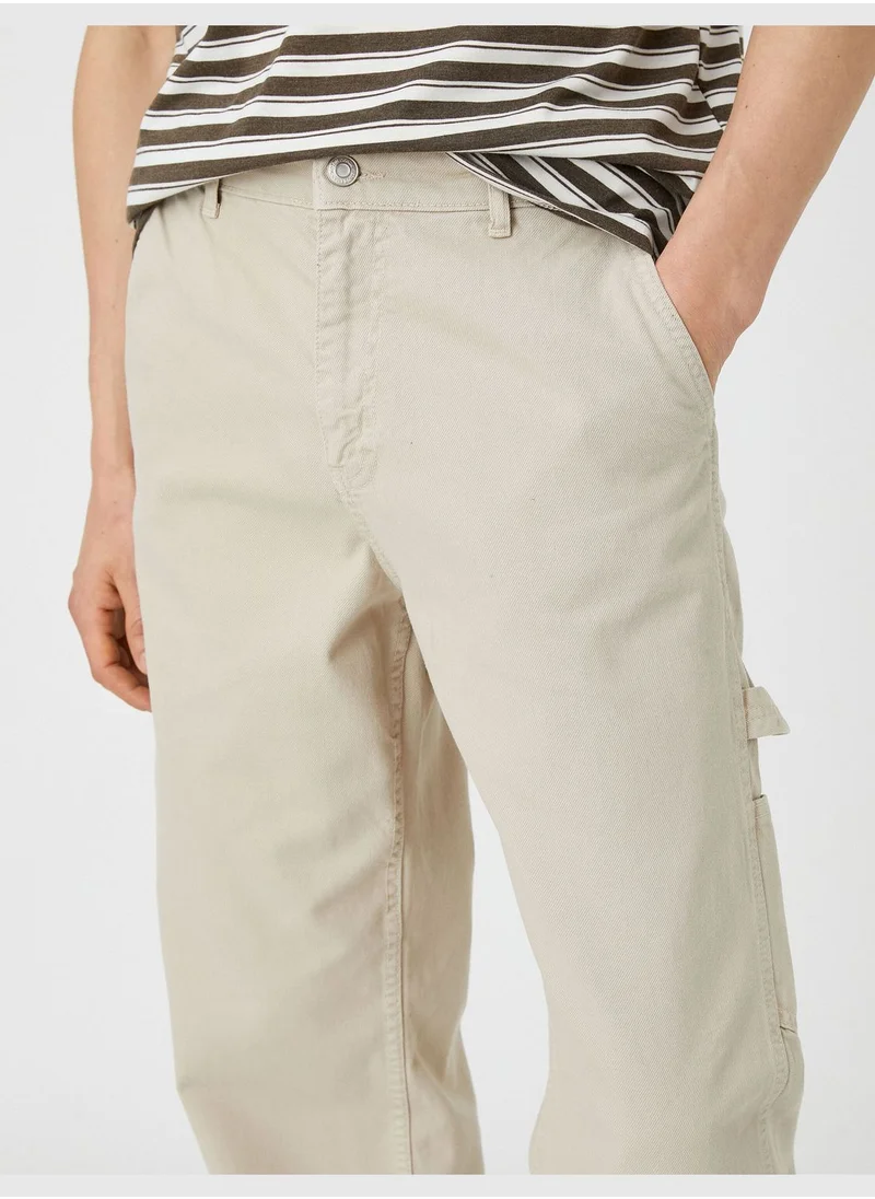KOTON Canvas Trousers Pocket Detailed Cotton