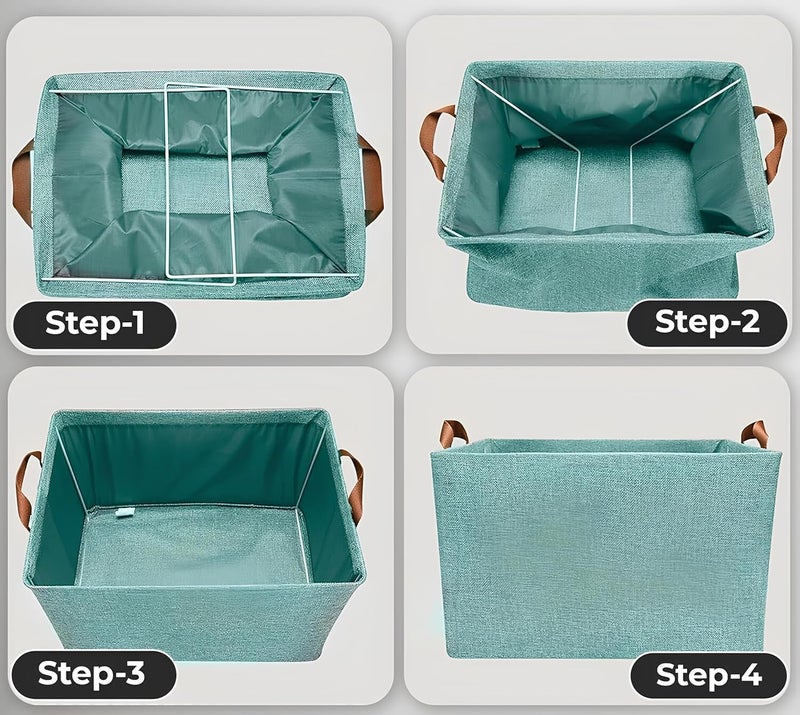 Touchcart 2 PiecePolystyrene Foldable Wardrobe Cloth Organizer With Durable HandlesSpace Saving Stuff Storage Box Closet Drawer Organizers For ClothesToysBooksBlanket 47 X 27 X 20 Cm GREEN - Image 5
