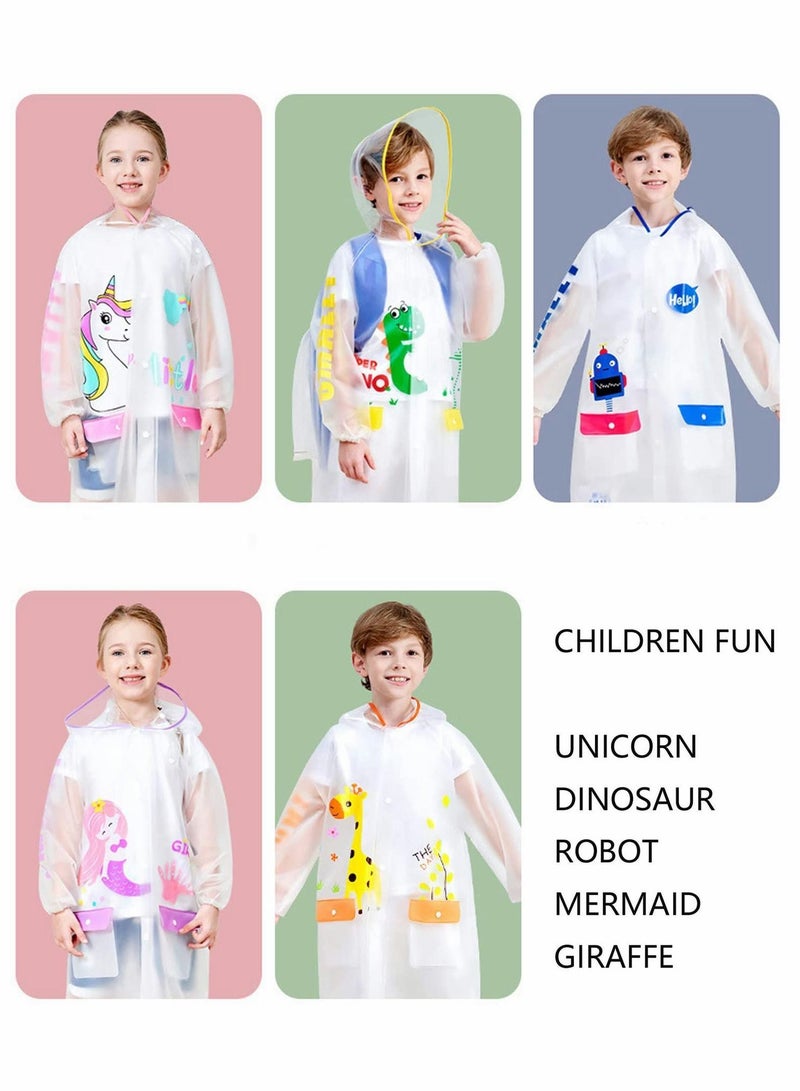 NIBEMINENT Boys Girls Hooded Rain Poncho, Durable Waterproof Windbreaker Kids Raincoat Student Rainwear Transparent Cartoon Children's Schoolbag Jacket Coat and  - Image 2