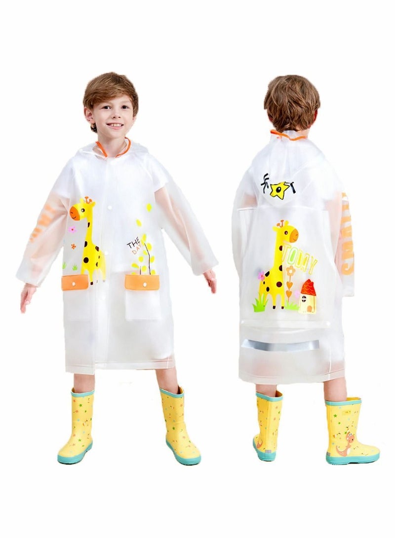 NIBEMINENT Boys Girls Hooded Rain Poncho, Durable Waterproof Windbreaker Kids Raincoat Student Rainwear Transparent Cartoon Children's Schoolbag Jacket Coat and  - Image 1