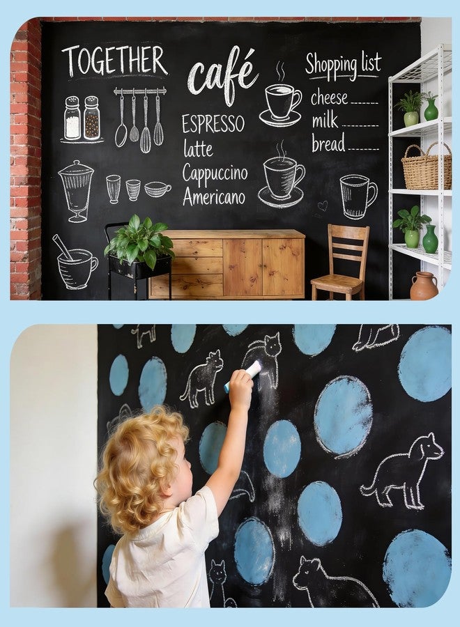 Trazzo Extra Large Chalkboard Paper Roll Peel and Stick Chalk Board Wallpaper(+5 Chalks) Chalk Paint Contact Paper Blackboard - Image 2