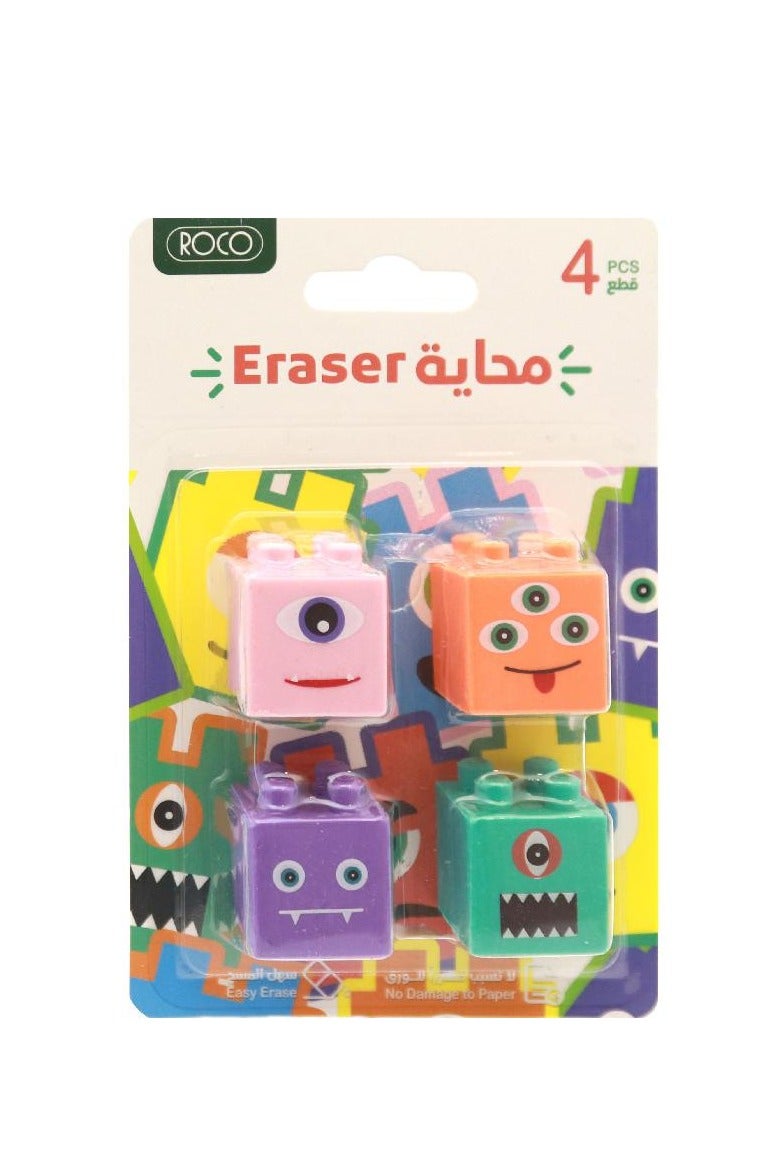 ROCO Rubber Eraser Monster Blocks Assorted Color