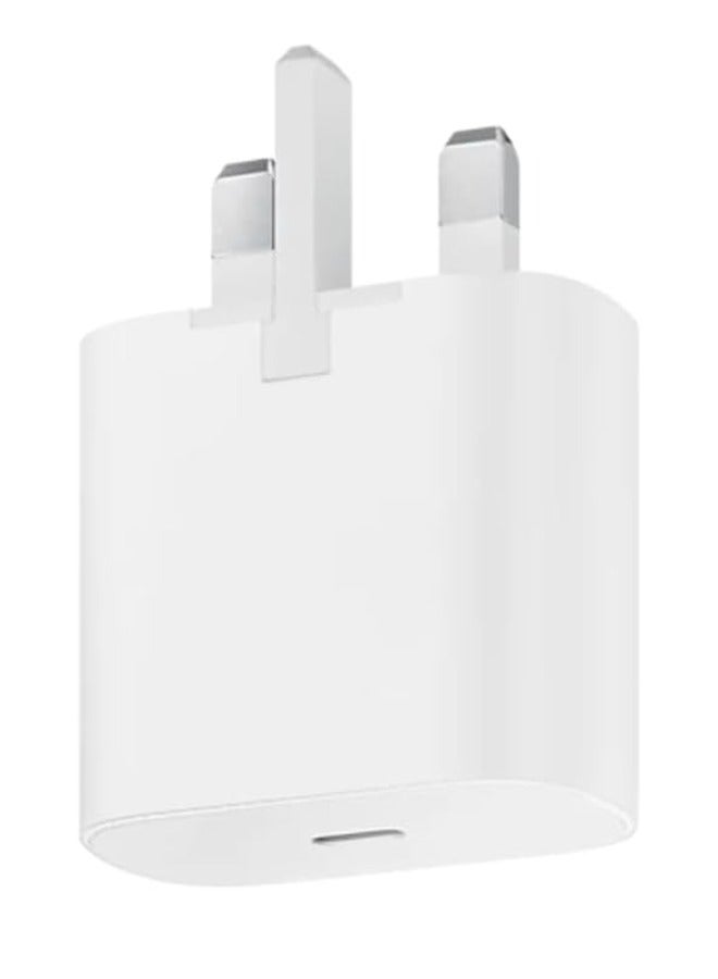 25W USB-C Fast Charging Wall Adapter with Type-C to Type-C Cable, White Travel Charger Plug  - Image 2