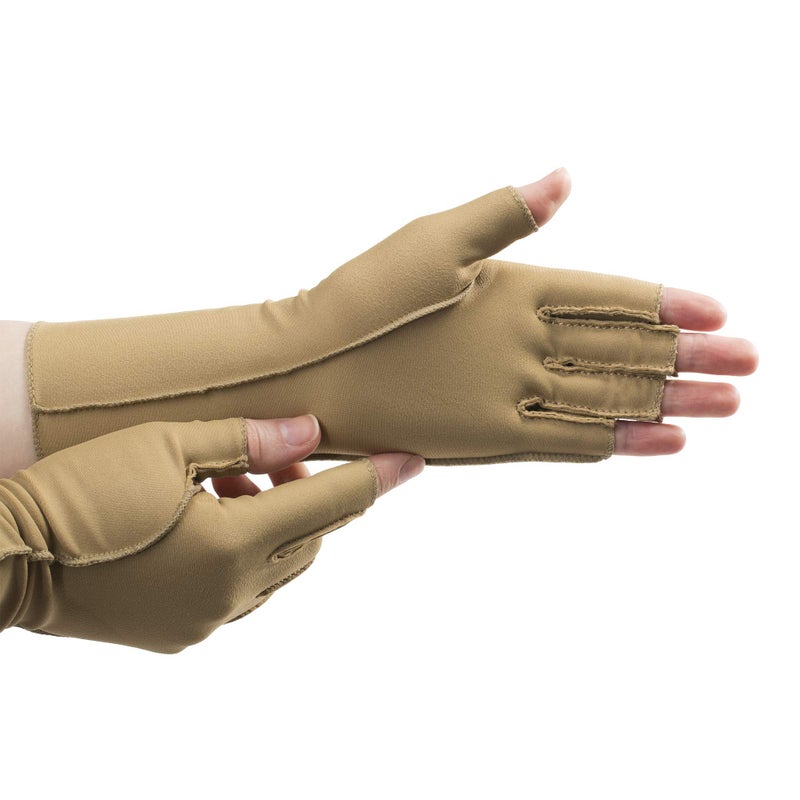 womens of Finger Therapeutic Gloves Pair Small Open Fi Camel Small US