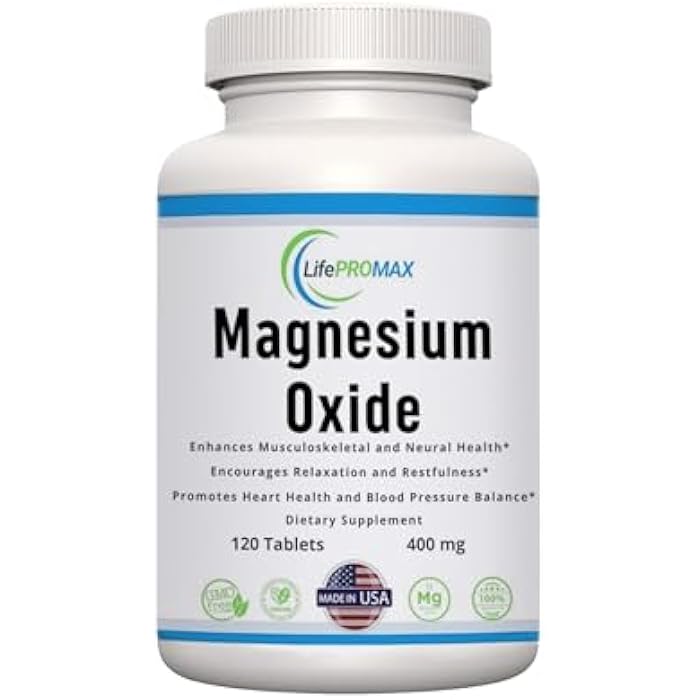 LifePROMAX Magnesium 400mg [High Potency] Supplement – Magnesium Oxide for Immune Support, Muscle Recovery, Leg Cramps and Relaxation 120 Tablets - Image 1