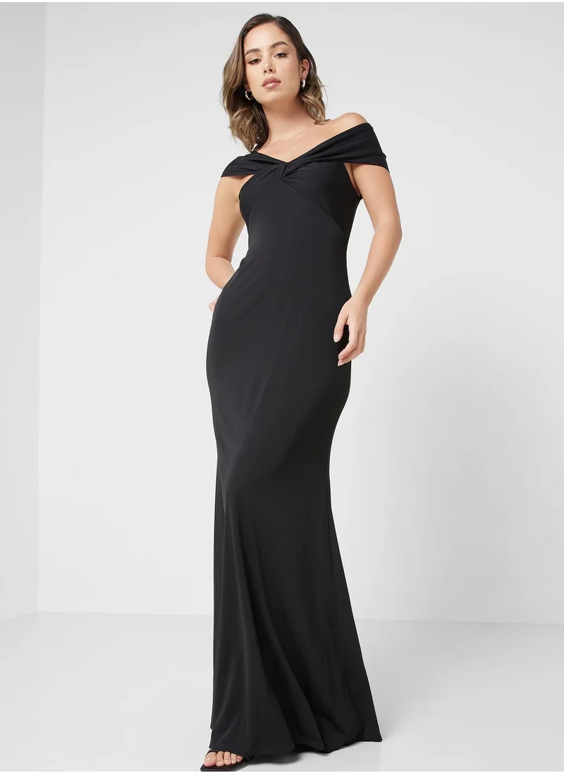 Lauren Ralph Lauren Twisted Bodice Gown Dress