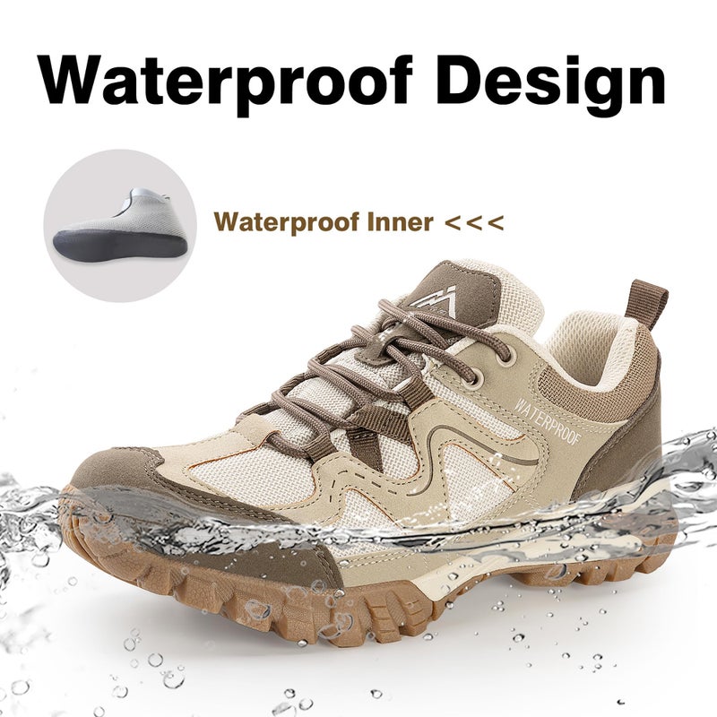CC-Los Women's Lightweight Waterproof Hiking Shoes for Walking, Outdoor & Climbing Beige Size 7.5 - Image 4