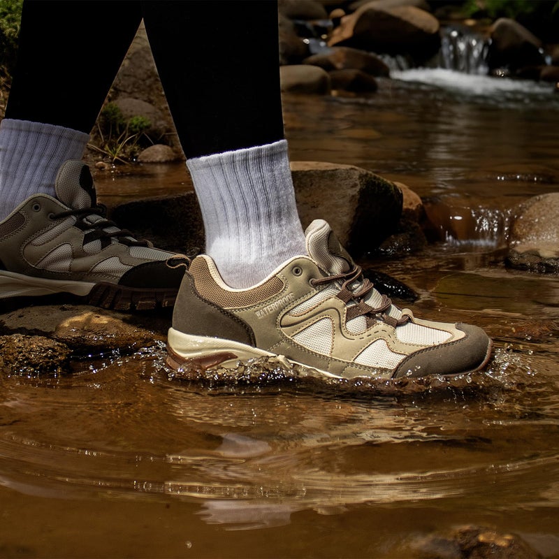 CC-Los Women's Lightweight Waterproof Hiking Shoes for Walking, Outdoor & Climbing Beige Size 7.5 - Image 3
